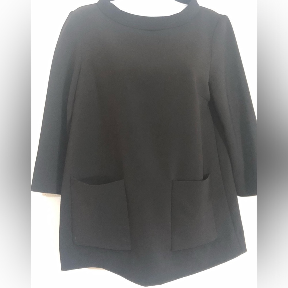Cos Black Roll Neck Collar Blouse , 2 front Pockets, 3/4 Sleeve. Woman’s Size 6 - Picture 5 of 10